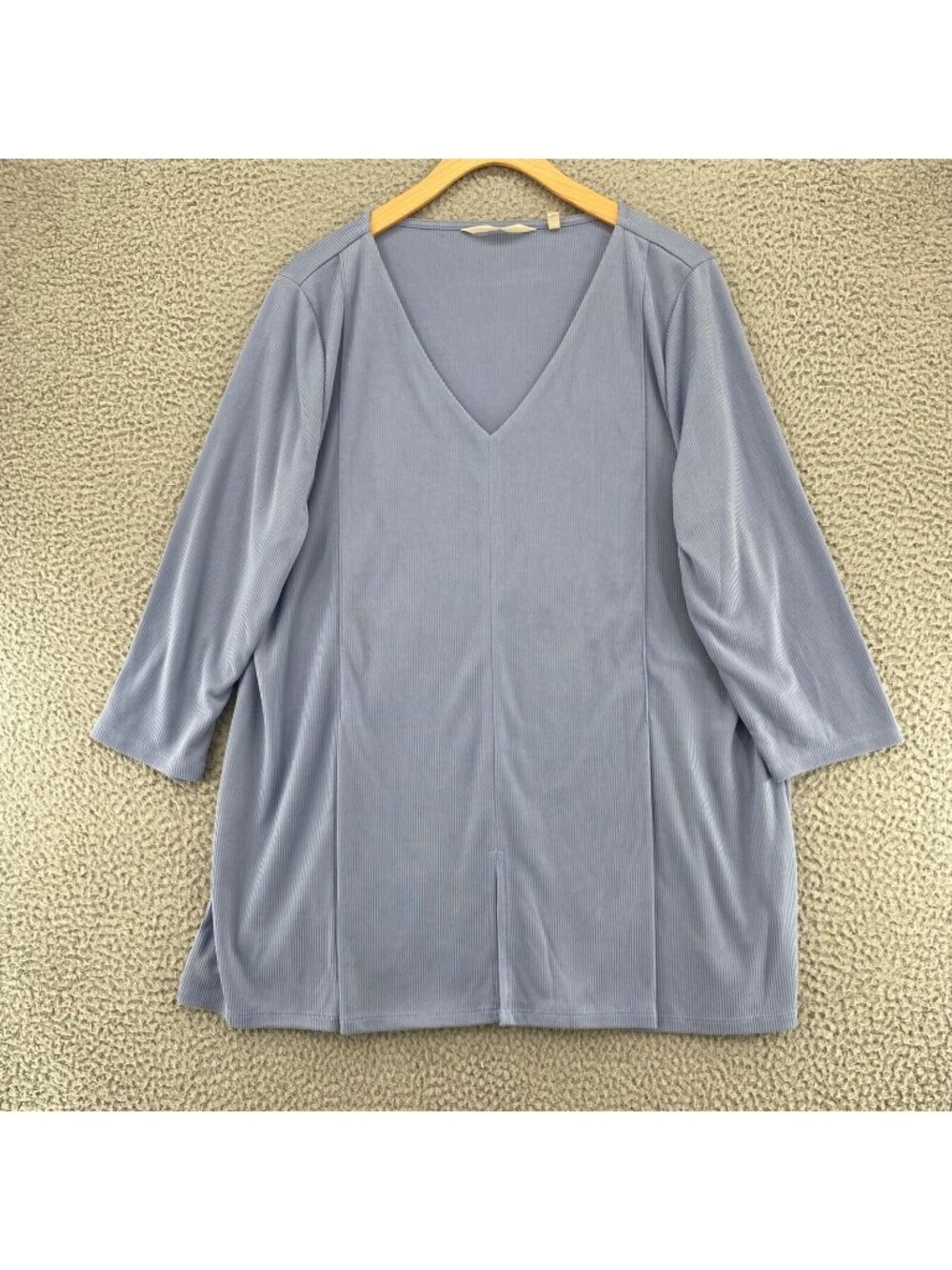 Soft Surroundings Top Womens Extra Large Odelia Blue 3/4 Sleeves V Neck Tunic